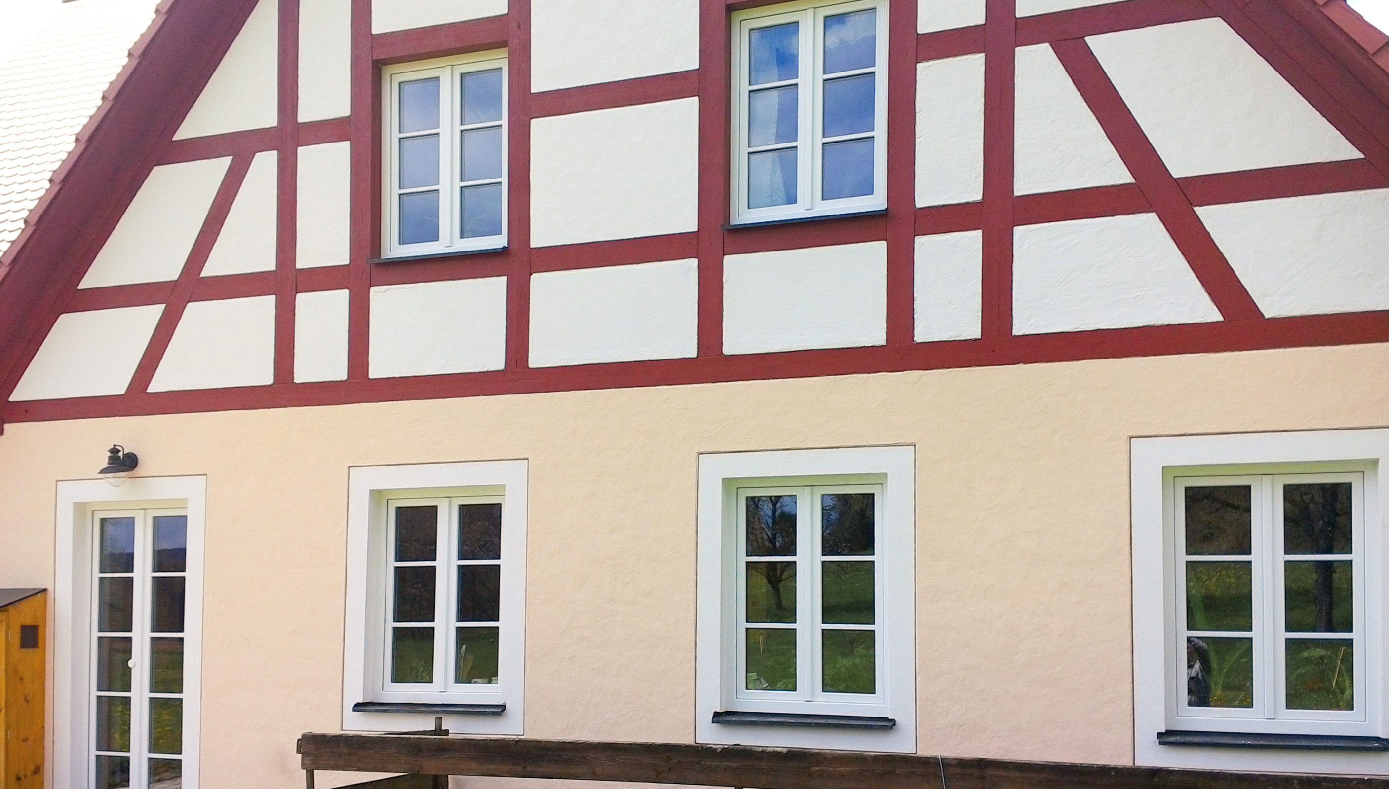 Kunststofffenster weiß, Stulp, Sprossen