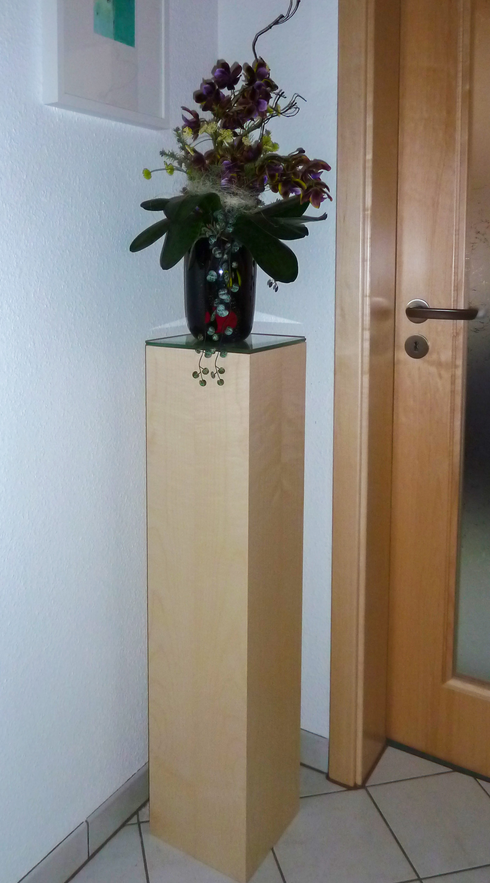 Säule Ahorn mit Glasplatte