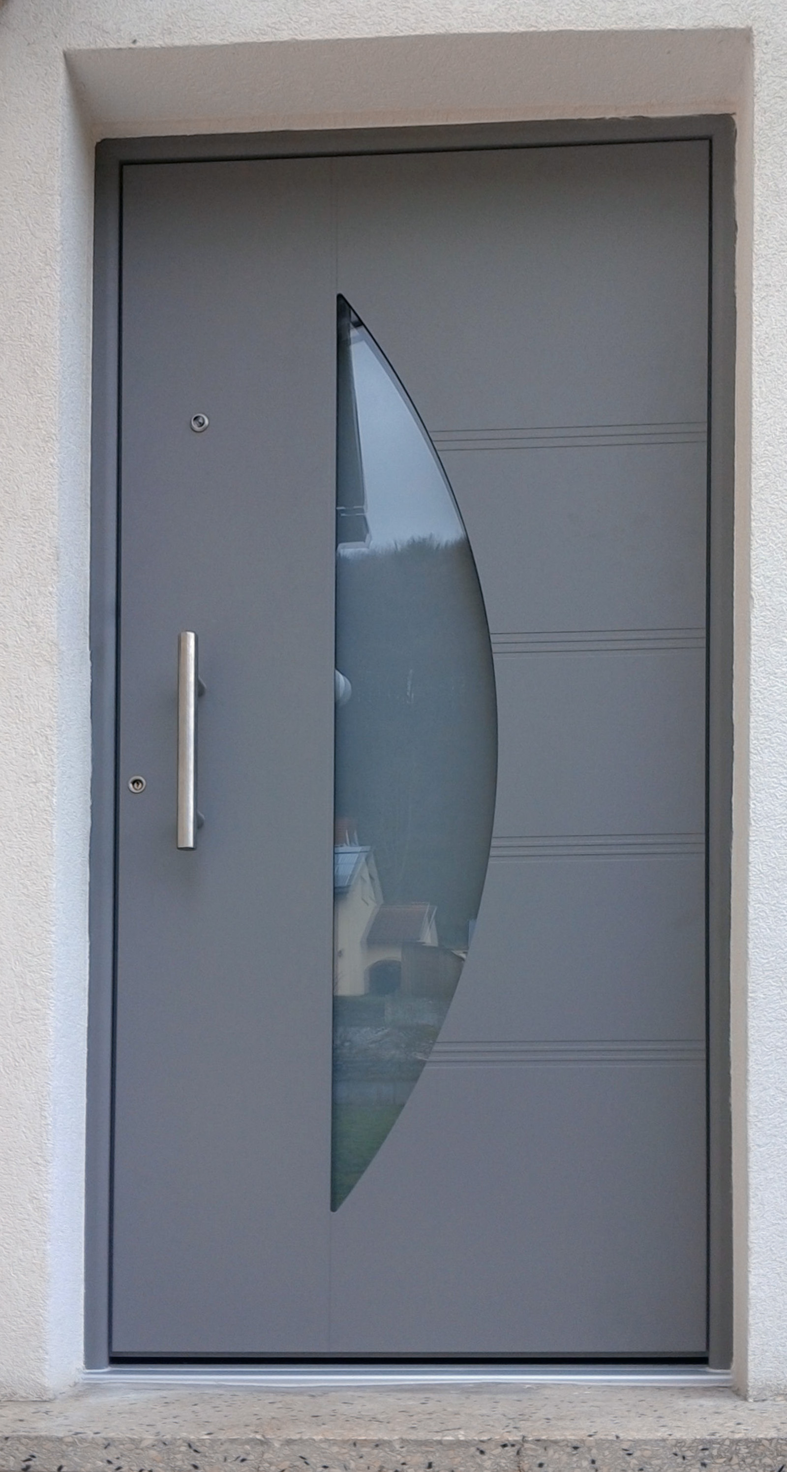 Aluminium-Haustüre Noblesse Wachenheim-1 KK, RAL 9007 Graualuminium
