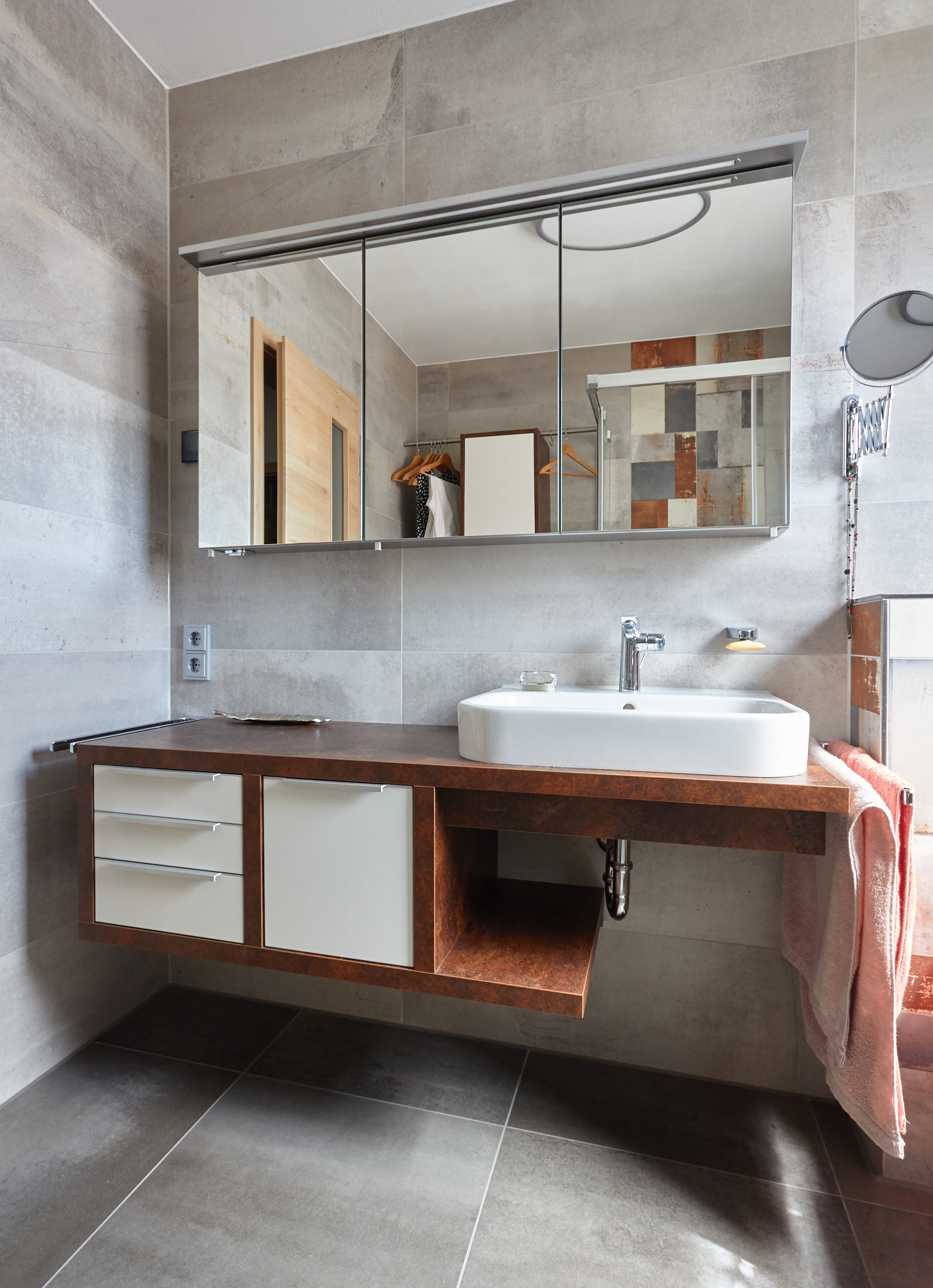 Badezimmer Dekor W1200 ST9 Porzellanweiß, F310 ST87 Creramic rusty