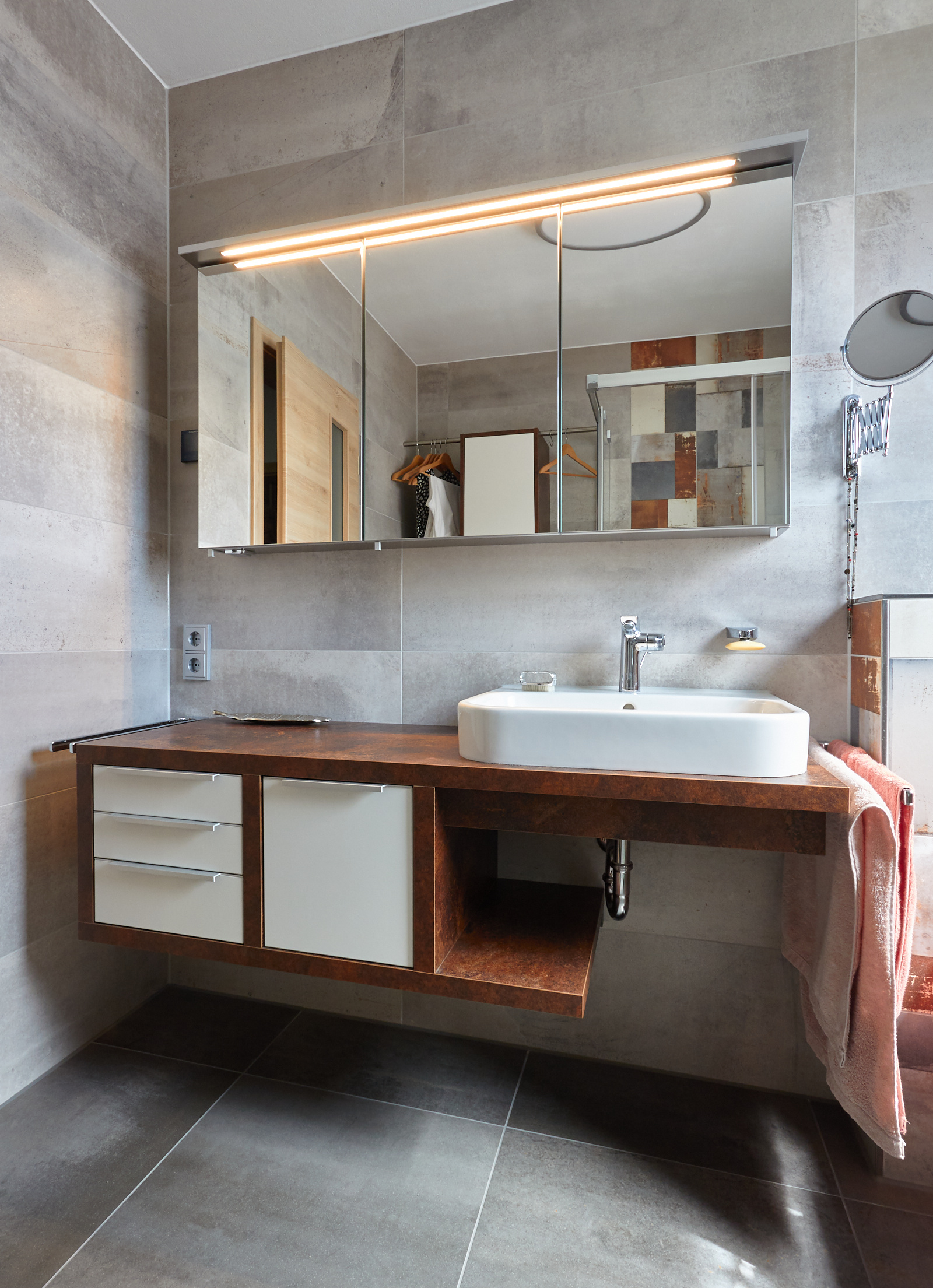 Badezimmer Dekor W1200 ST9 Porzellanweiß, F310 ST87 Creramic rusty