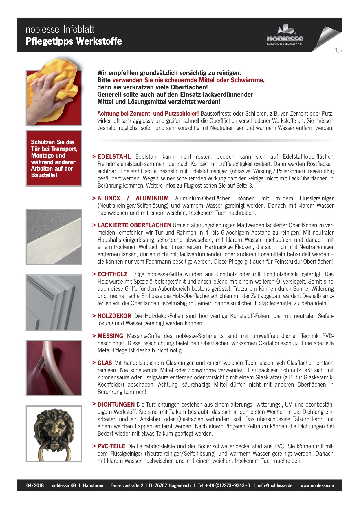 Noblesse Haustüren Pflegetipps